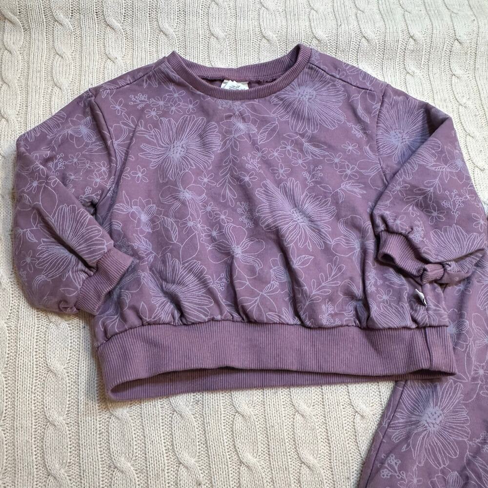 Honest Baby Two Piece Matching Sweatsuit sz 18 months Purple Floral Sweatsuit - Picture 5 of 8